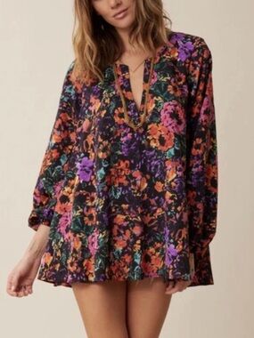 Show Me Your Mumu Jamie Floral Flower Pop Tunic Size S Small Boho Bohemian